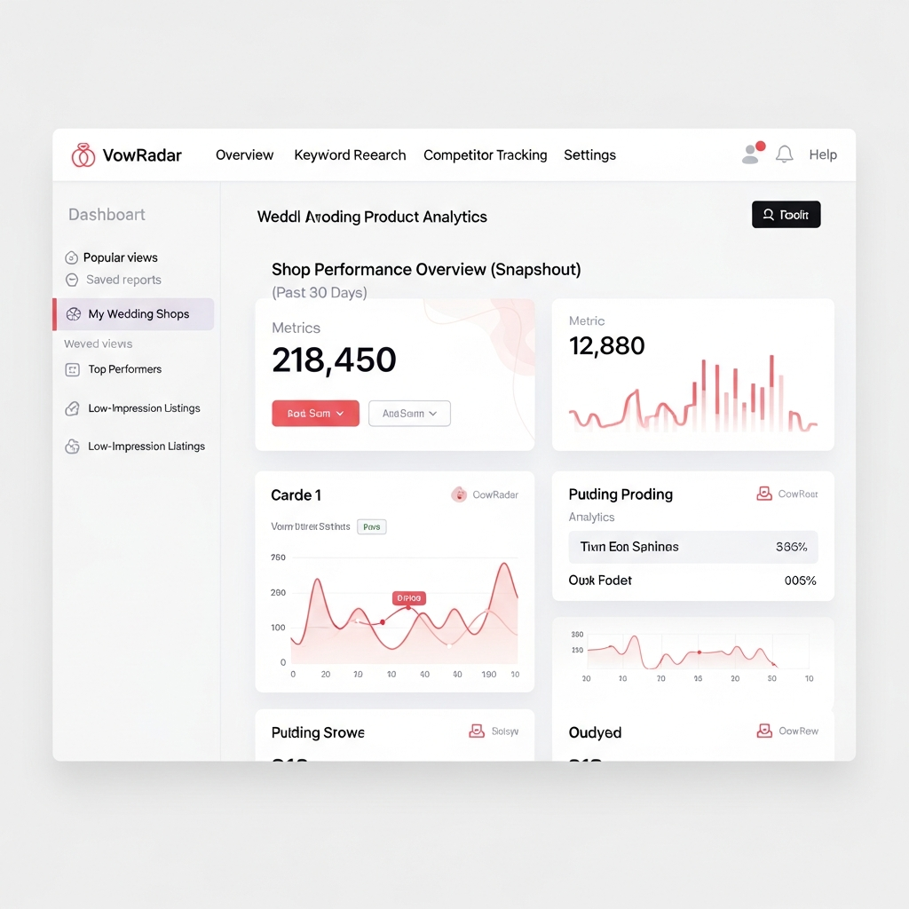 VowRadar dashboard showing wedding product analytics
